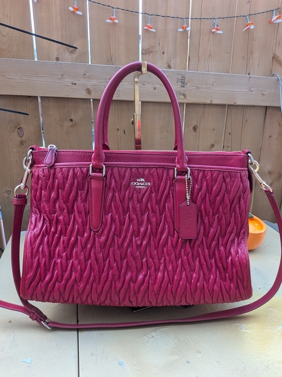 Coach Handbags - Red Coach Twisted Gathered Leather Morgan Satchel (Style Number: F37083).